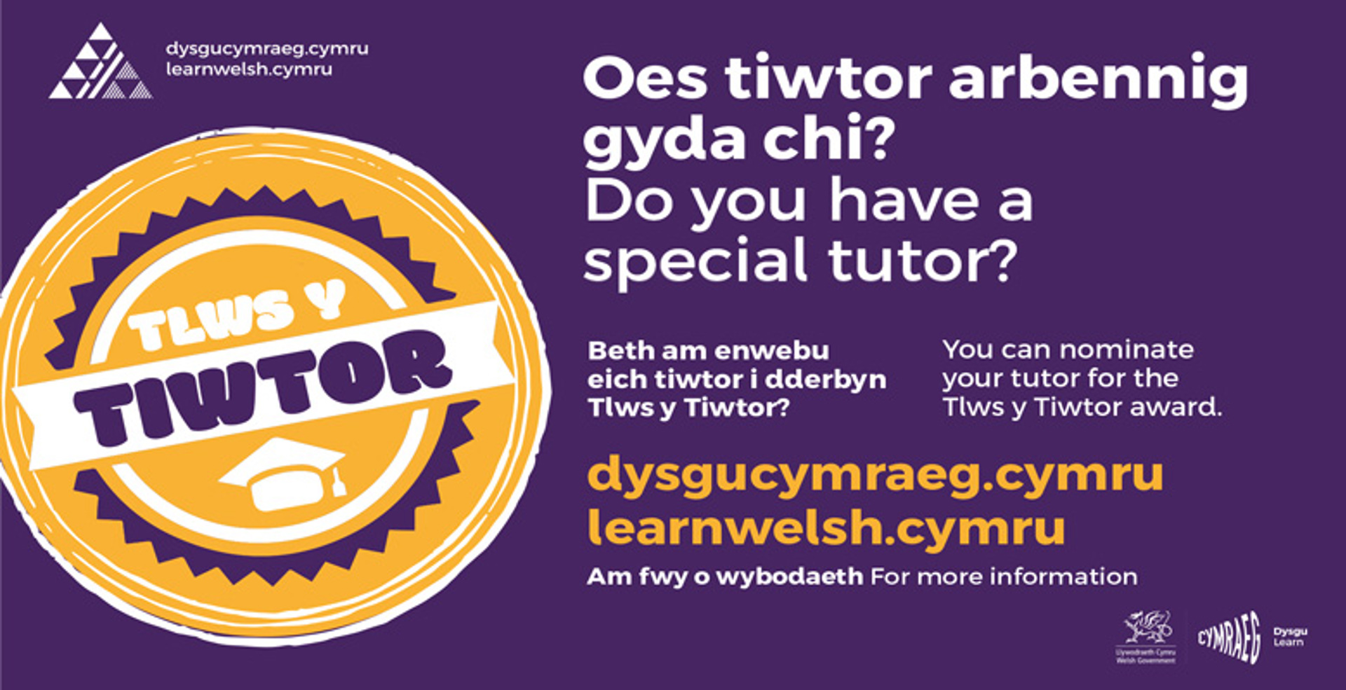 Nominations open for the ‘Tlws y Tiwtor’ Welsh tutor award 2023
